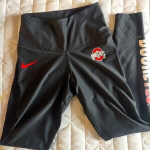 Nike Gray Leggings with Red Swoosh and Ohio State Logo